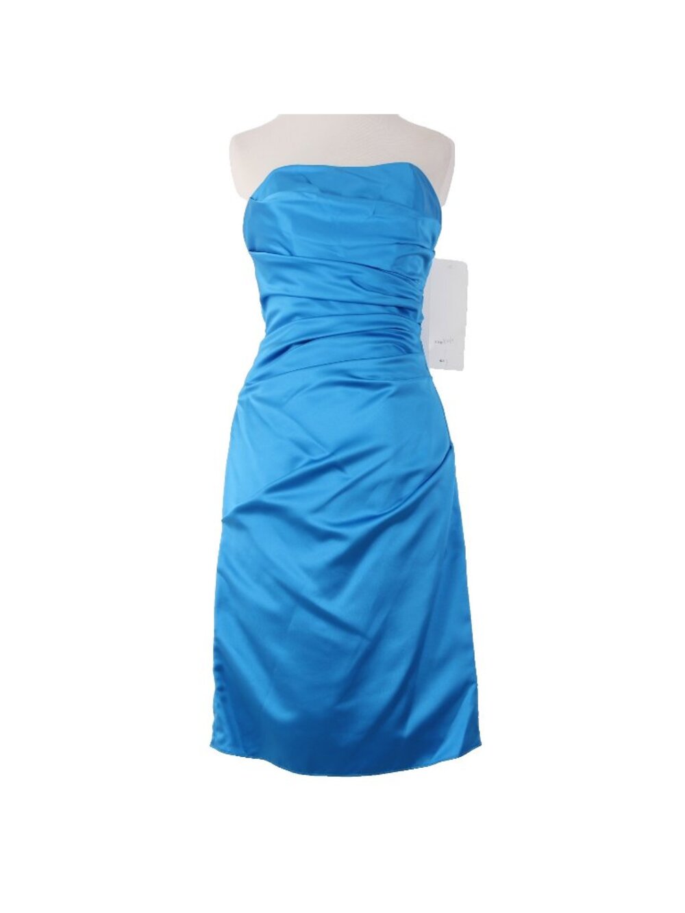 Mackenzie Michaels Dress NEW Sz 4 Blue Ruched Strapless 100% Poly Satin Dress